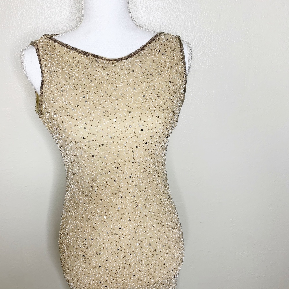 Vintage STENAY Full Length Beaded Dress. Size 8